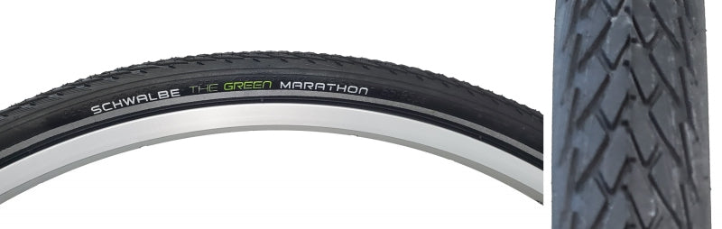 Schwalbe Green Marathon Tire - 700 x 32 Clincher Wire BLK/Reflective Performance Line GreenGuard TwinSkin Addix