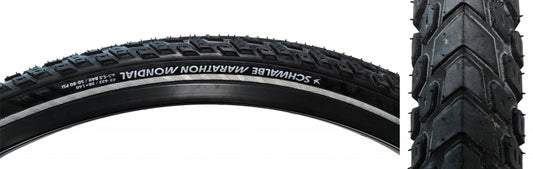 Schwalbe Marathon Mondial Tire - 700 x 42 Clincher Wire BLK/Reflective Performance Line RaceGuard Double Defense Addix