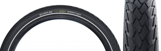 Schwalbe Green Marathon Tire - 26 x 1.75 Clincher Wire BLK/Reflective Performance Line GreenGuard TwinSkin Addix