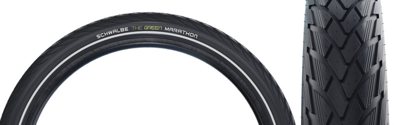 Schwalbe Green Marathon Tire - 700 x 38-40 / 28 x 1.50 Clincher Wire BLK/Reflective Performance Line GreenGuard TwinSkin Addix