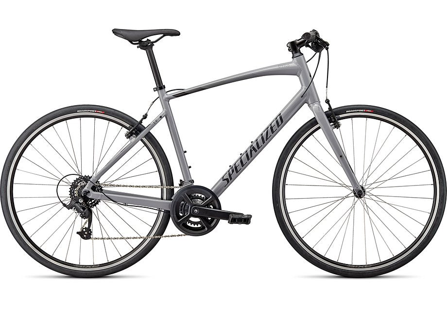 2023 Specialized sirrus 1.0 bike gloss cool grey / smoke / satin black reflective m