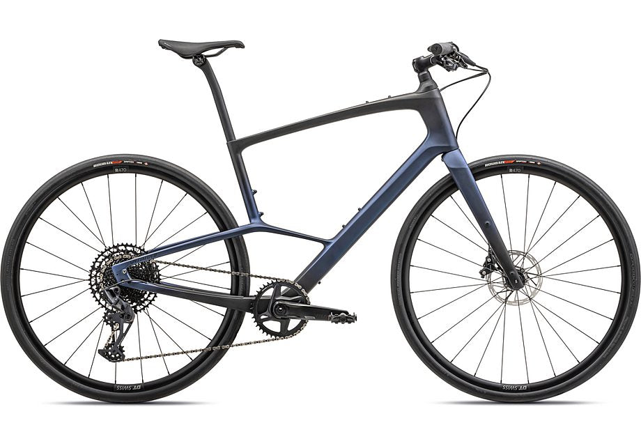 2023 Specialized sirrus 6.0 bike satin carbon / 50% blue ghost pearl fade / black s