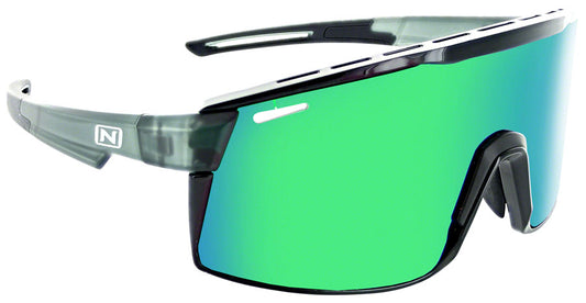 Optic Nerve Fixie Max Sunglasses - Matte Crystal Gray Shiny BLK Lens Rim Smoke Lens Green Mirror