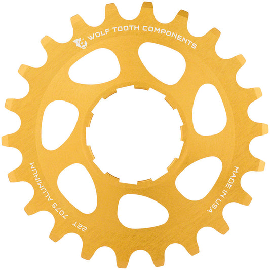 Wolf Tooth Single Speed Aluminum Cog - 22t Compatible with 3/32" Chains Gold