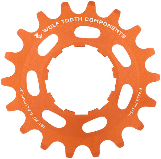 Wolf Tooth Single Speed Aluminum Cog - 18t Compatible 3/32" Chains Orange