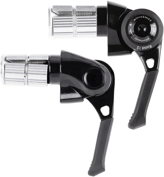 microSHIFT BS-A12 Bar End Road Shifter Set - 2x 12-Speed Shimano 12-Speed Road Compatible BLK