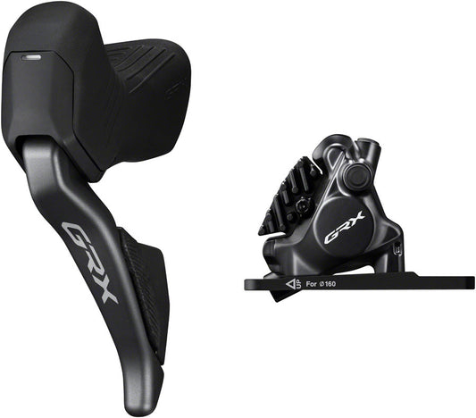 Shimano GRX ST-RX825 Di2 Shift/Brake Lever BR-RX820 Hydraulic Disc Brake Caliper - Left/Front 2x Flat Mount Caliper BLK