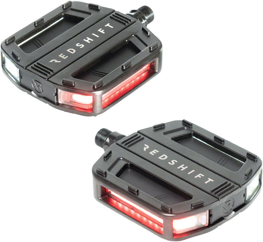 Redshift Sports Arclight Flat Pedals with Lights - Aluminum 9/16" Black