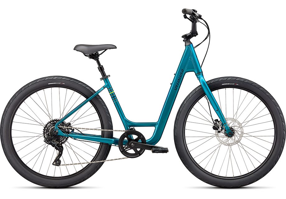 2023 Specialized roll 3.0 low entry bike gloss teal tint / hyper green / satin black reflective m