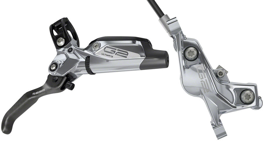 SRAM G2 Ultimate Disc Brake Lever - Rear Hydraulic Post Mount Carbon Lever Titanium Hardware Polar Grey Anodized A2