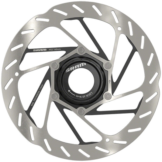 SRAM HS2 Disc Brake Rotor - 160mm Center Lock Rounded Silver/Black