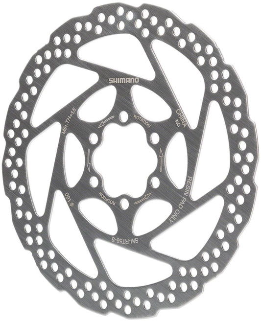 Shimano Deore SM-RT56-S Disc Brake Rotor - 160mm 6-Bolt For Resin Pads Only Silver