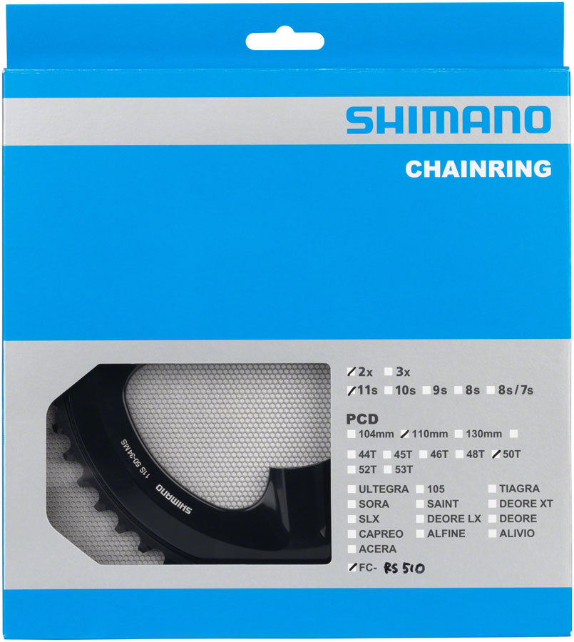 Shimano FC-RS510 Chainring - 50t Asymmetric 110mm BCD Black MS ...