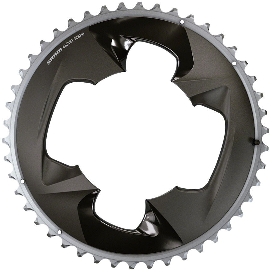 SRAM Force 2x12-Speed Outer Chainring - 46t 107 BCD 4-Bolt Polar Grey For use 33t Inner