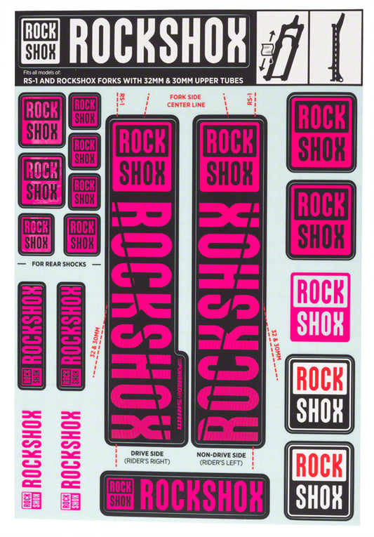 RockShox Fork Decal Kit - 30/32mm/RS1 Magenta