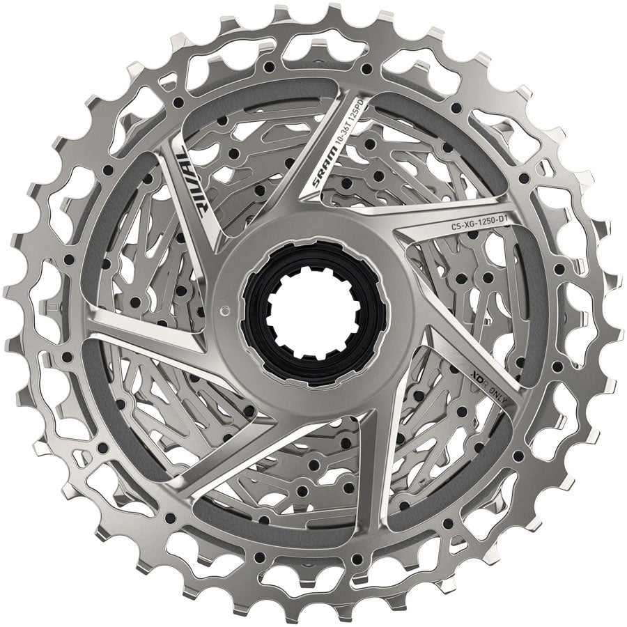 SRAM Rival AXS XG-1250 Cassette - 12-Speed 10-36t Silver For XDR Driver Body D1