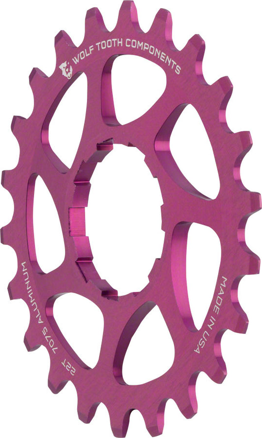 Wolf Tooth Single Speed Aluminum Cog - 22t Compatible 3/32" Chains Purple