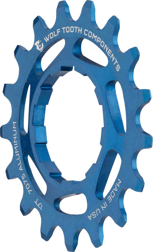 Wolf Tooth Single Speed Aluminum Cog - 17t Compatible with 3/32" Chains Blue