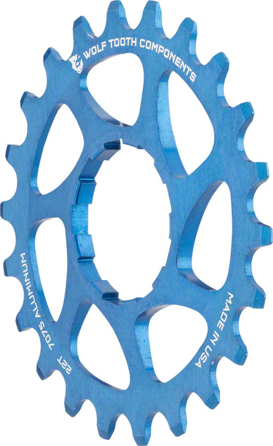 Wolf Tooth Single Speed Aluminum Cog - 22t Compatible with 3/32" Chains Blue