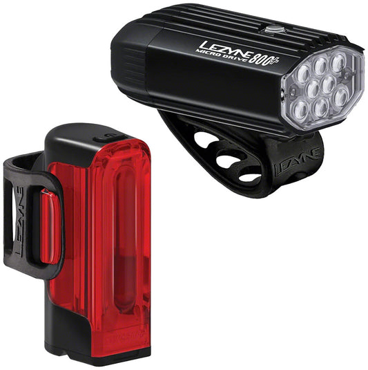 Lezyne MicroDrive 800+/Strip Drive 300+ Headlight/Taillight Set -  Black