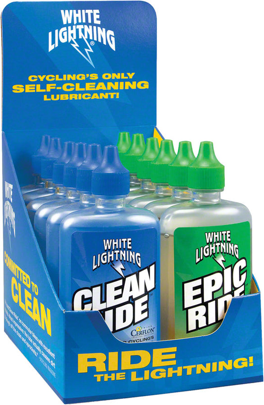 White Lightning Clean Ride Epic Ride Bike Chain Lube - 4oz Drip Box of 12