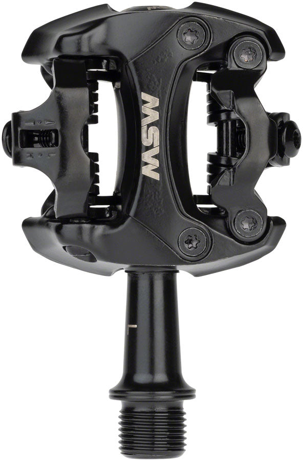 MSW Flash II Pedals - Dual Sided Clipless Aluminum 9/16" Black