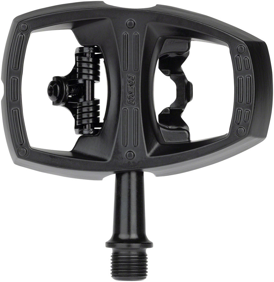 MSW Flip II Pedals - Single Side Clipless with Platform Aluminum 9/16" Black