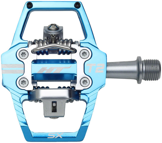 HT Components T2-SX Pedals - Dual Sided Clipless Platform Aluminum 9/16" Marine Blue