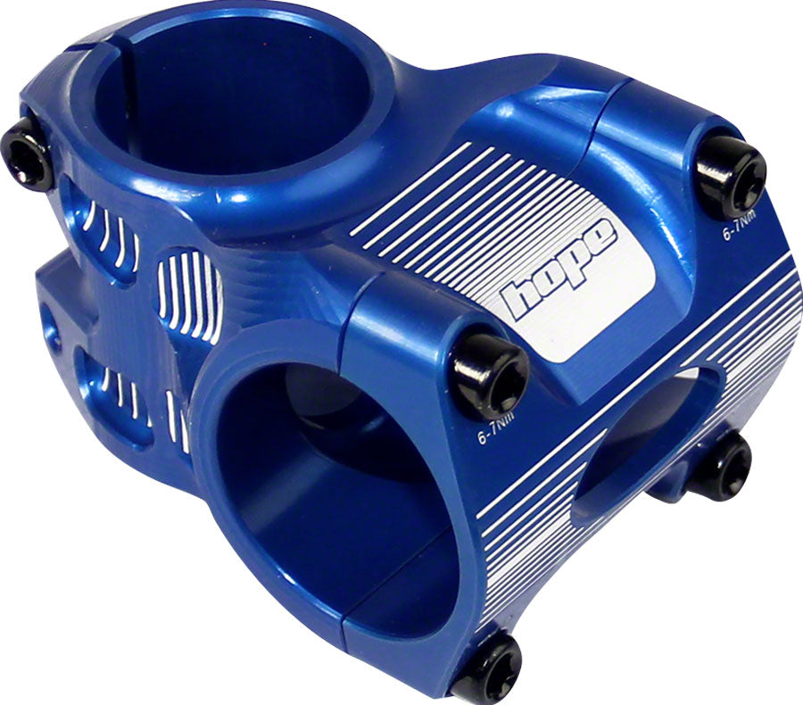 Hope AM/Freeride Stem - 35mm 31.8 Clamp +/-0 1 1/8" Aluminum Blue