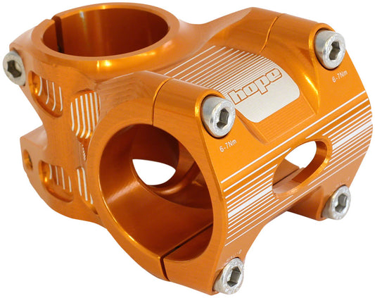 Hope AM/Freeride Stem - 35mm 31.8 Clamp +/-0 1 1/8" Aluminum Orange