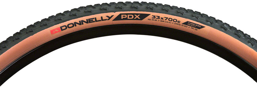 Donnelly Sports PDX Tire - 700 x 33 Tubeless Folding Black/Tan