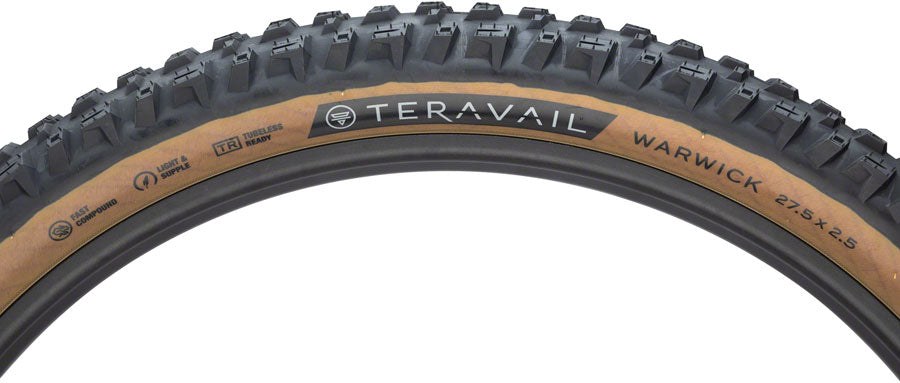 Teravail Warwick Tire - 27.5 x 2.5 Tubeless Folding Tan Durable Grip Compund