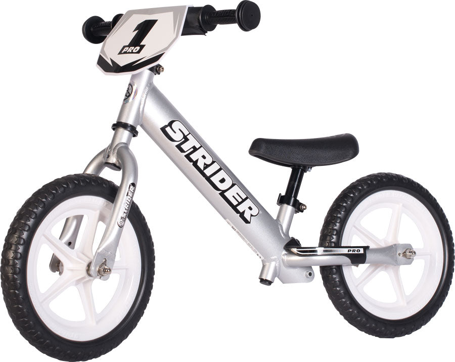 Strider 12 Pro Kids Balance Bike: Silver