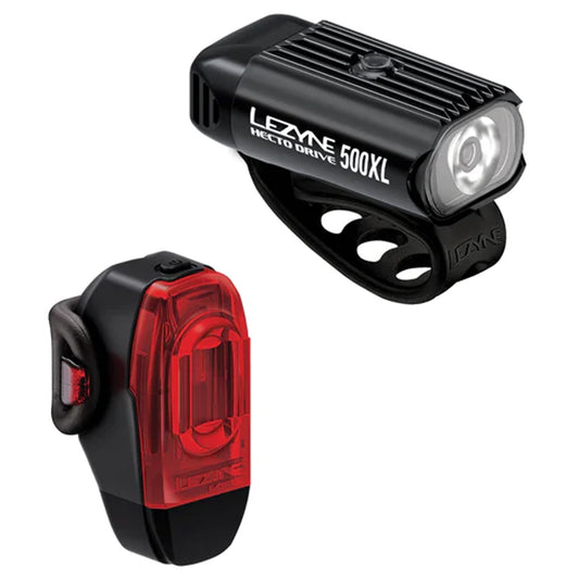 Lezyne Hecto Drive 500XL/KTV Drive+ Headlight and Taillight Set - Black