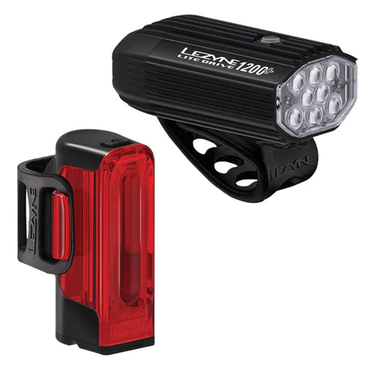 Lezyne Lite Drive 1200+/Strip Drive Pro 400+ Headlight/Taillight Set - Black